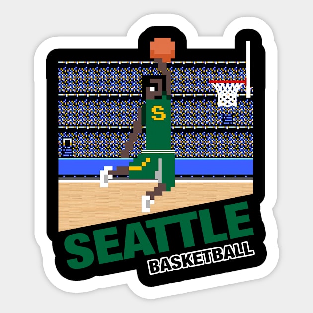 Seattle Basketball 8 bit pixel art cartridge design Sticker by MulletHappens